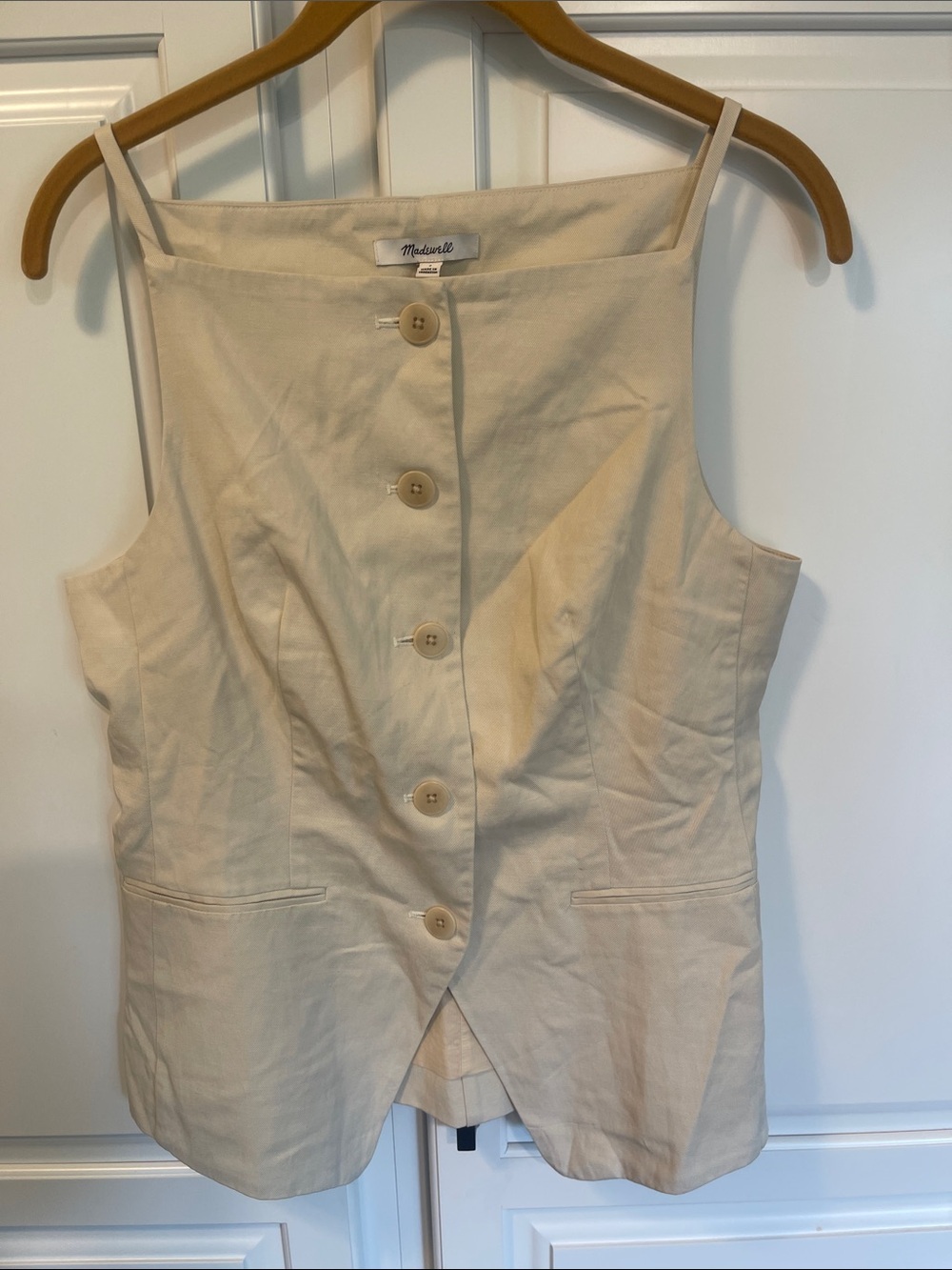 Madewell Cream Button-Front Cotton Vest